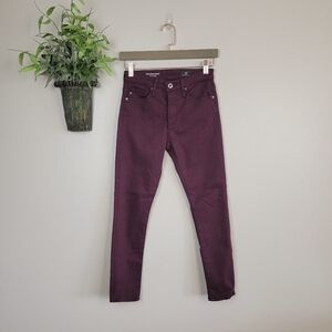 Adriano Goldschmied Farrah Skinny High Rise Jegging Burgundy Stretch Jeans AG 24